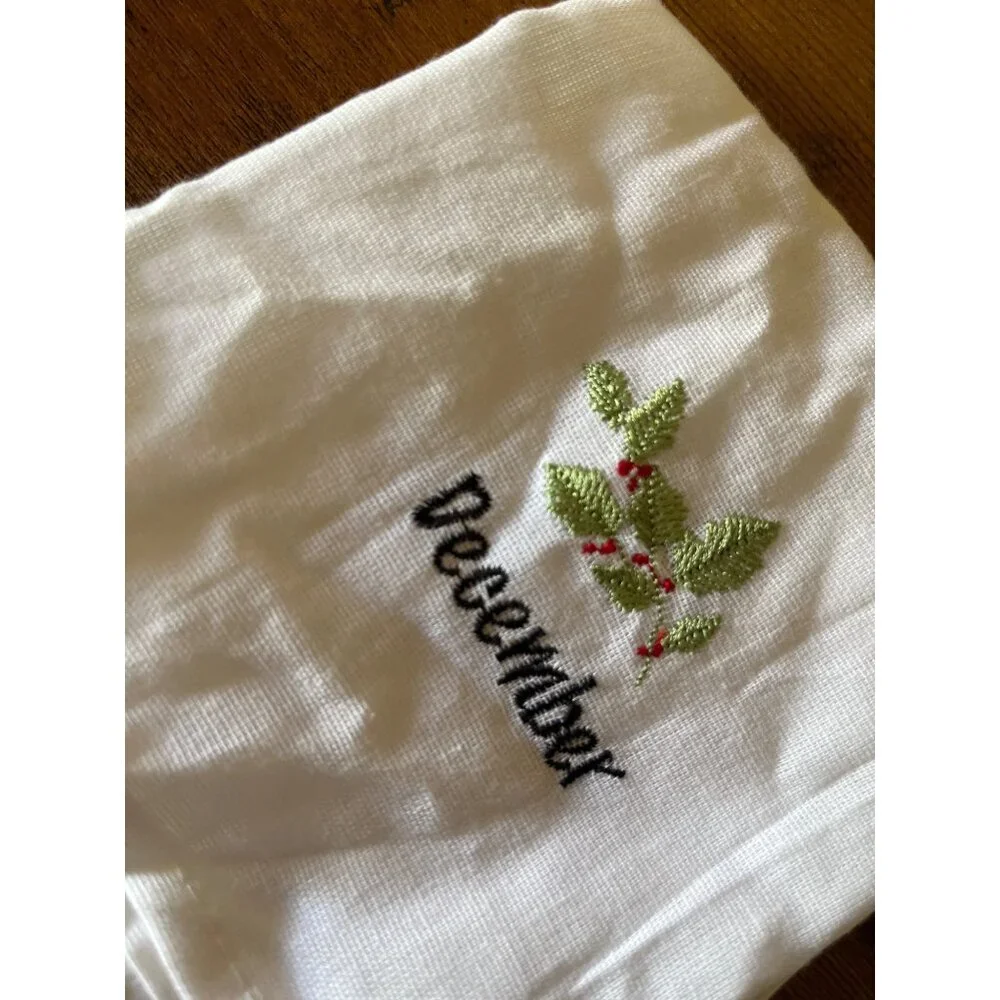 Embroidered Seasonal Linen Hand Towels Set Of 6 Months
